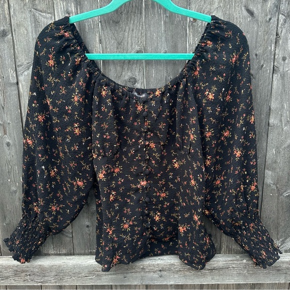 Madewell Kirstie Sweetheart Top in Fresh Sprigs Smocked Cuffs Balloon 3/… - Picture 8 of 8